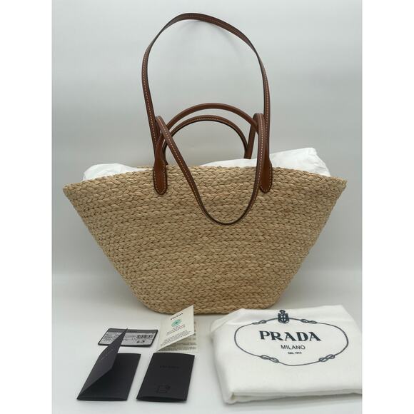 SOLD!❌❌BRAND NEW PRADA RAFFIA STRAW SUMMER SHOULDER TOTE BAG AUTHENTIC! - Picture 3 of 15